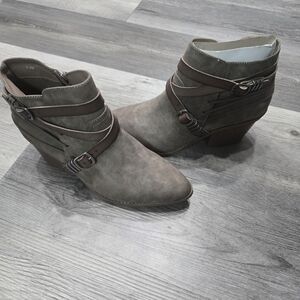 PoP Antelope ankle mini boots in a taupe suede-like material Size 9.5